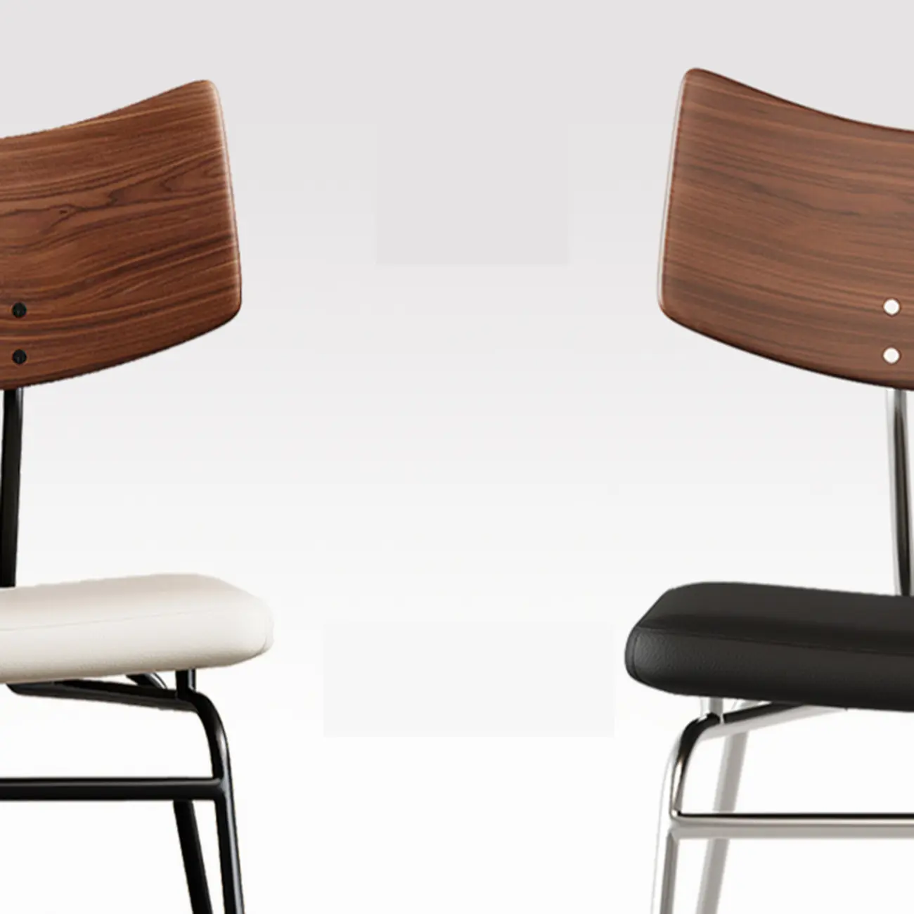 Industrial Wood Open Back Faux Leather Dining Chair Image - 11 | homeyfad