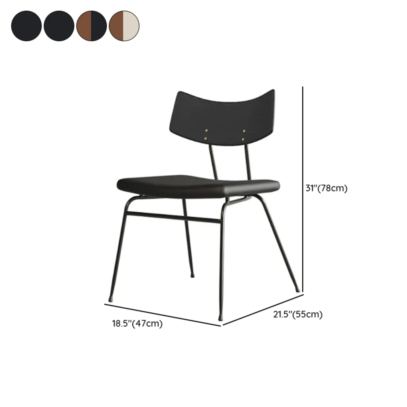 Industrial Wood Open Back Faux Leather Dining Chair #size | homeyfad