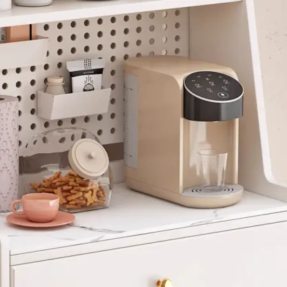 Tall White Stone Countertop Wood Sideboard for Kitchen Image - 10