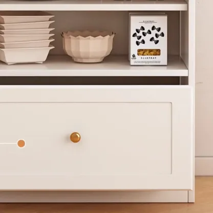 Tall White Stone Countertop Wood Sideboard for Kitchen Image - 11