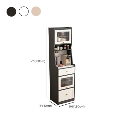 Tall White Stone Countertop Wood Sideboard for Kitchen Image - 14