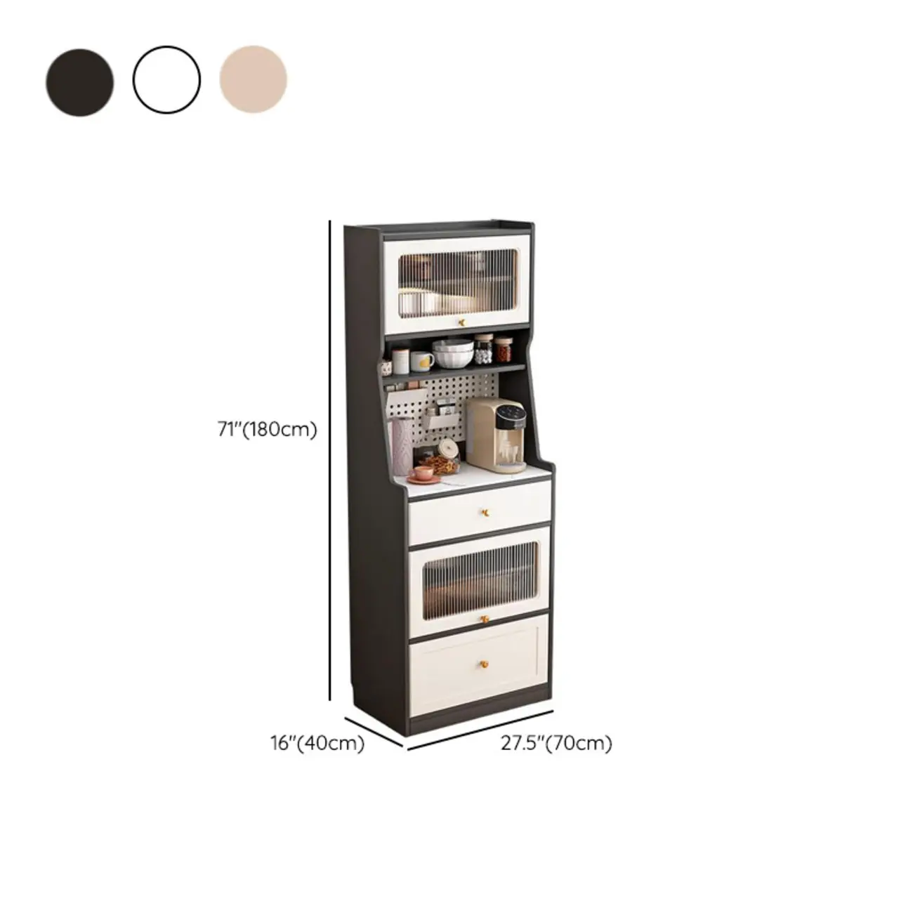 Tall White Stone Countertop Wood Sideboard for Kitchen Image - 16 | homeyfad