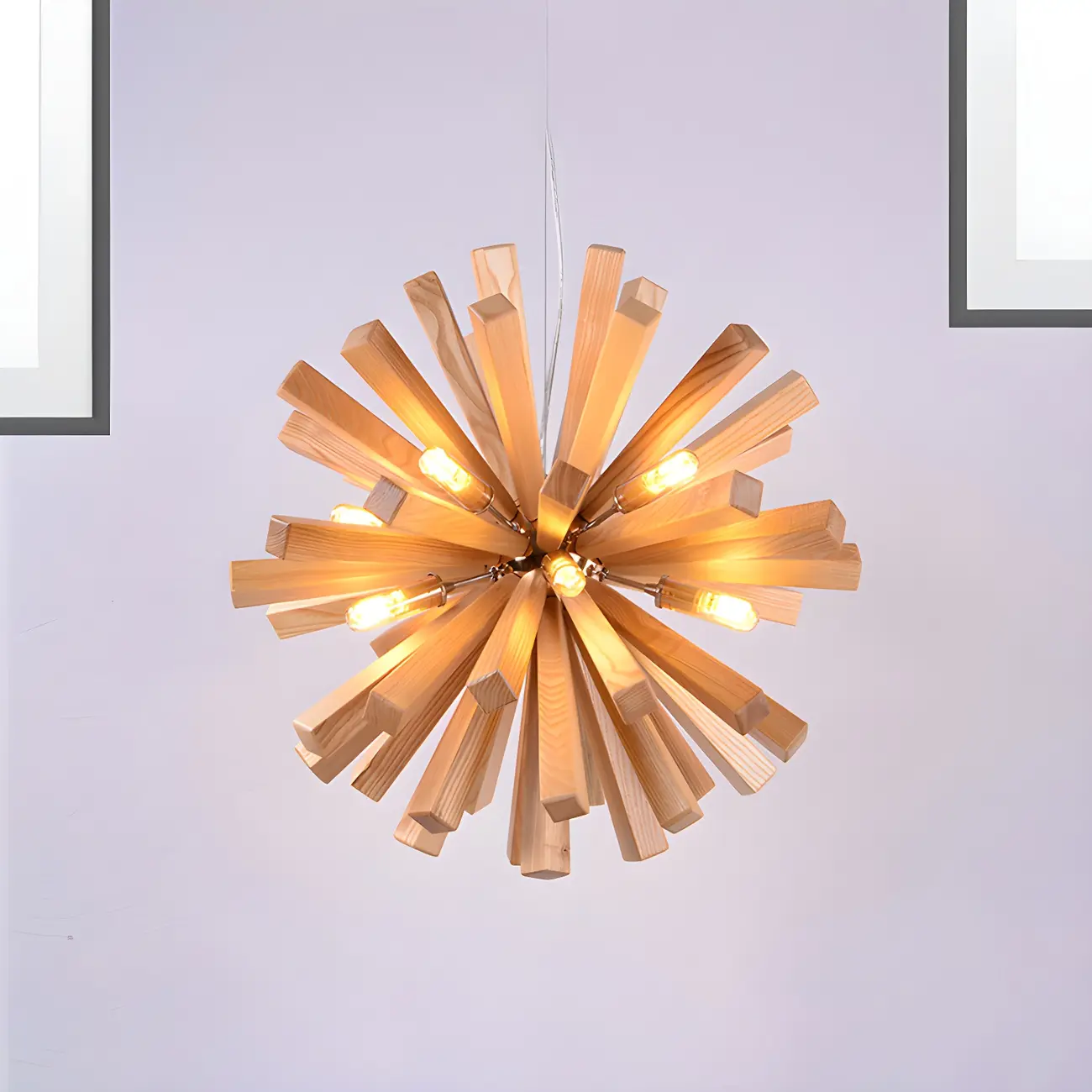 Modern Wood Starburst Chandelier for Dining Room Image - 7 | homeyfad