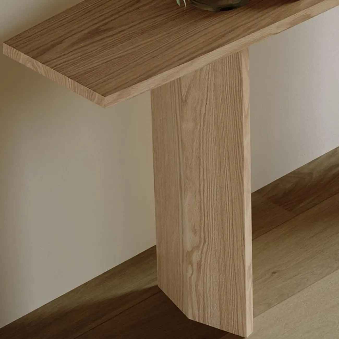 Minimalist Natural Wood Console Table With Dual Base Image - 6 | homeyfad
