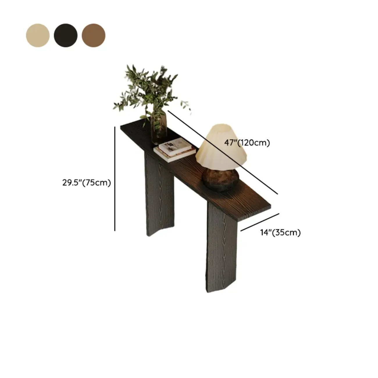 Minimalist Natural Wood Console Table With Dual Base Image - 11