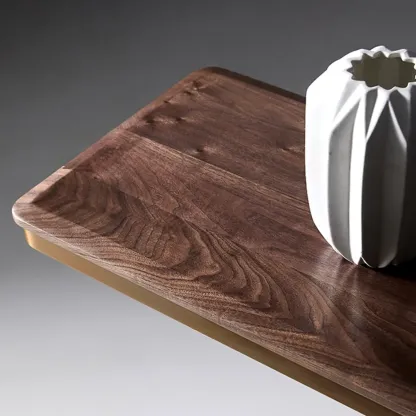 Contemporary Wood Top Console Table With Metal Geometric Base Image - 8