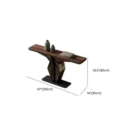 Contemporary Wood Top Console Table With Metal Geometric Base #size