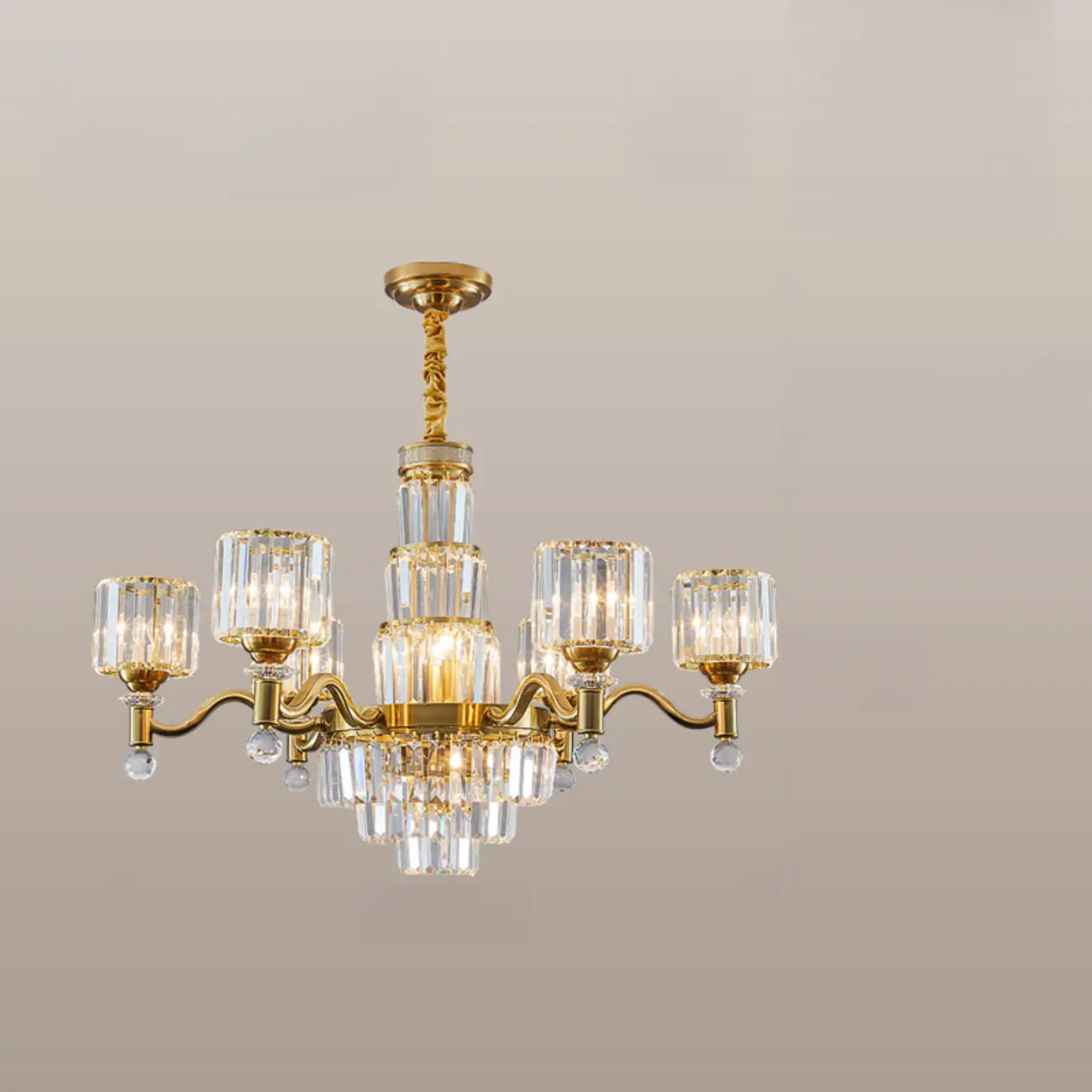 Luxury Gold Crystal Linear Glass Modern Chandelier Light Image - 2 | homeyfad
