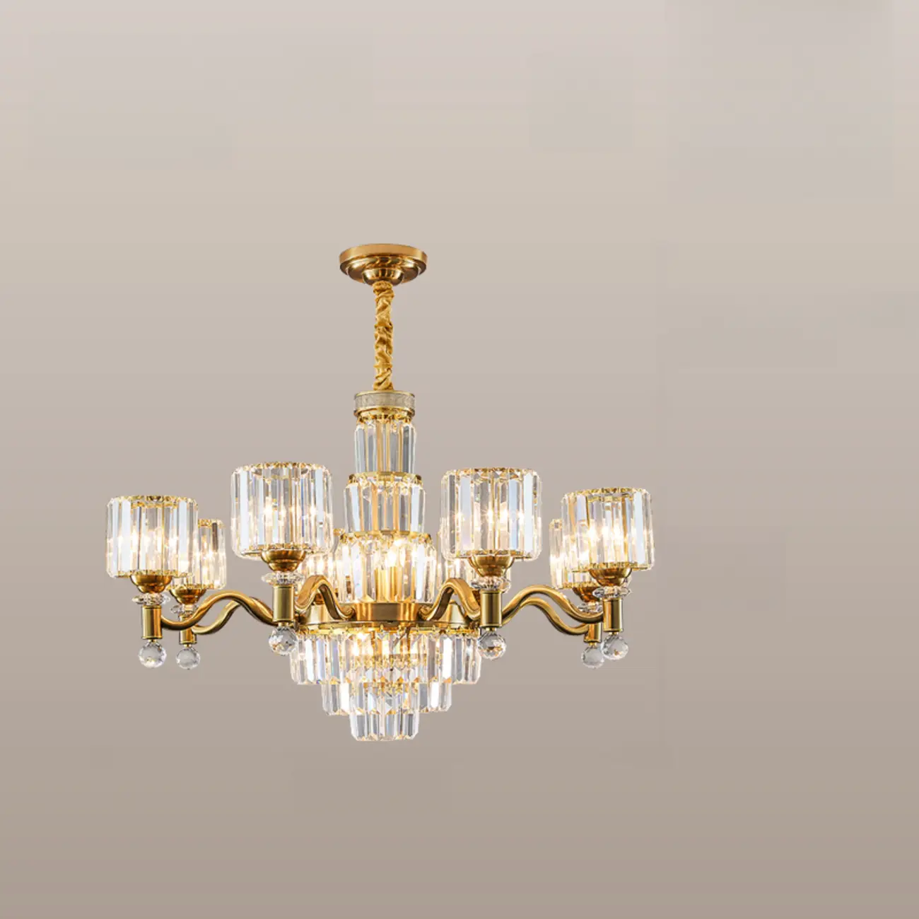 Luxury Gold Crystal Linear Glass Modern Chandelier Light Image - 3 | homeyfad