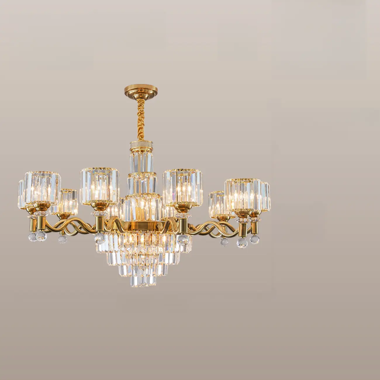 Luxury Gold Crystal Linear Glass Modern Chandelier Light Image - 5 | homeyfad