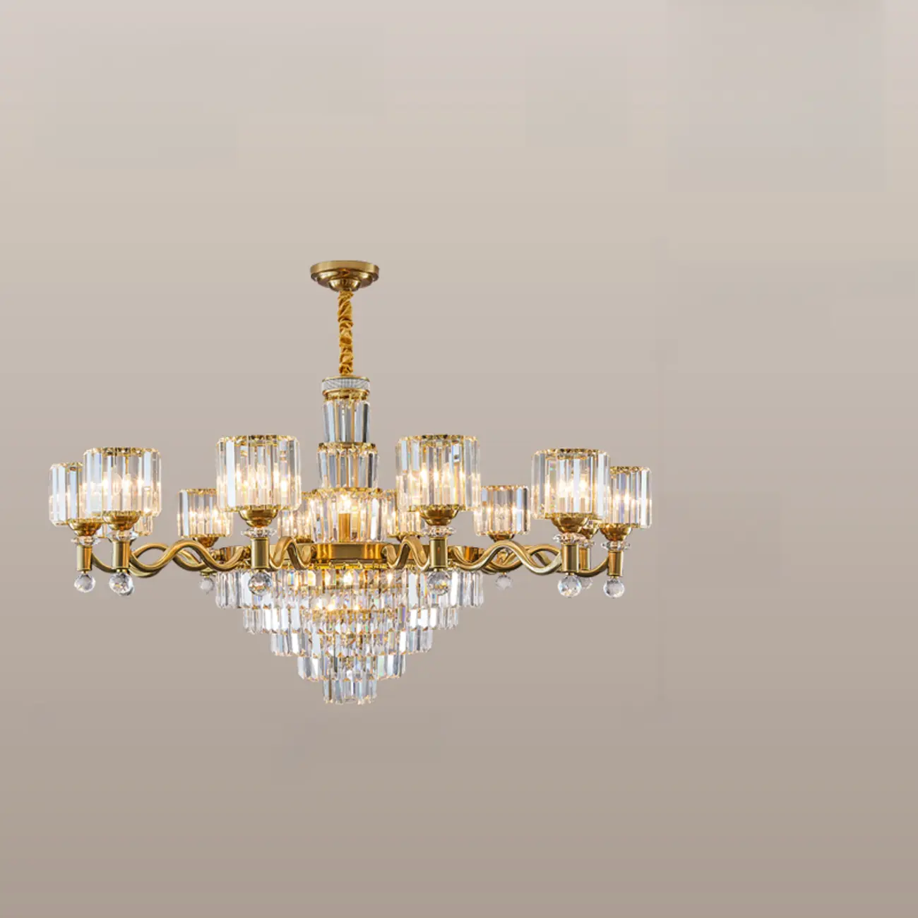 Luxury Gold Crystal Linear Glass Modern Chandelier Light Image - 7 | homeyfad