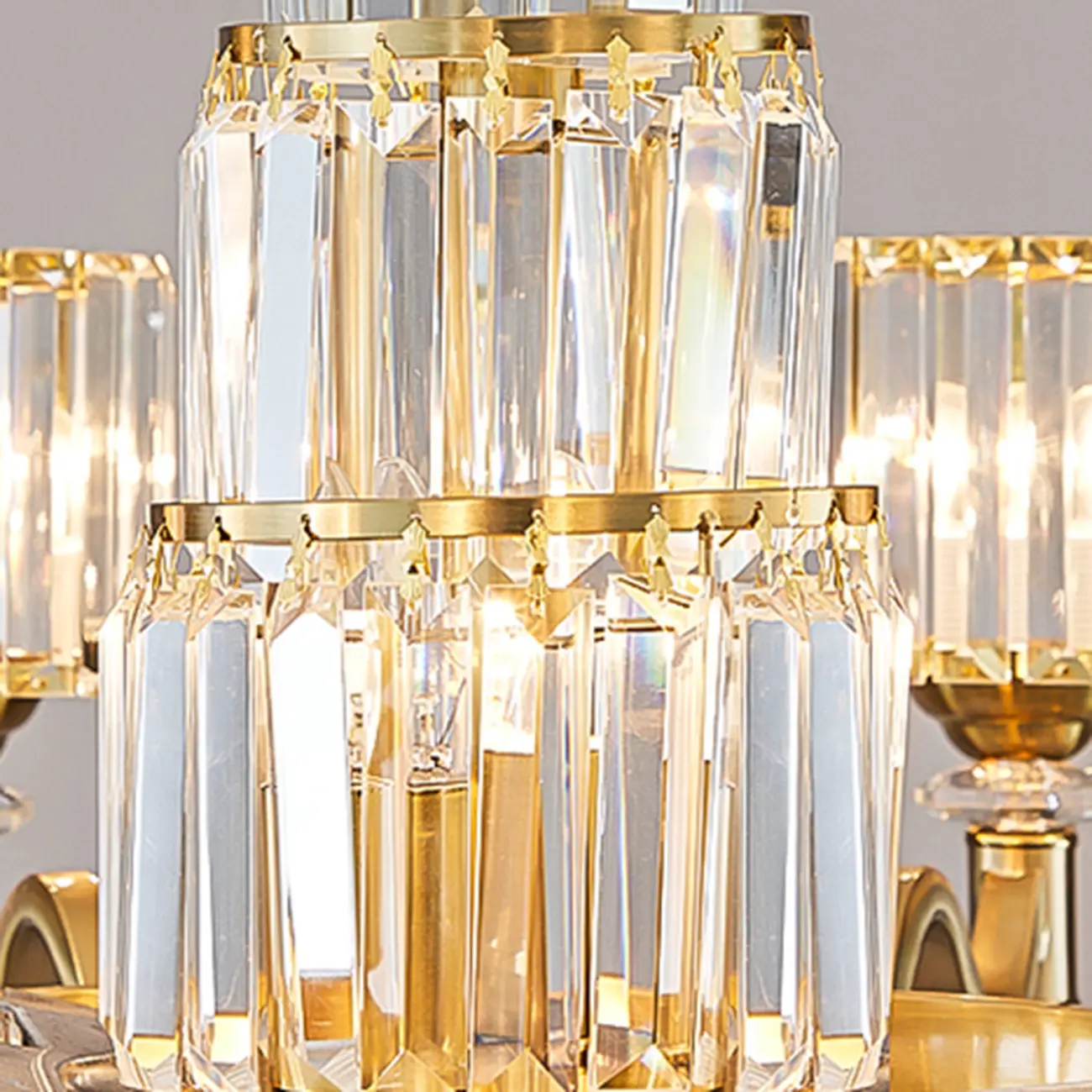 Luxury Gold Crystal Linear Glass Modern Chandelier Light Image - 10 | homeyfad