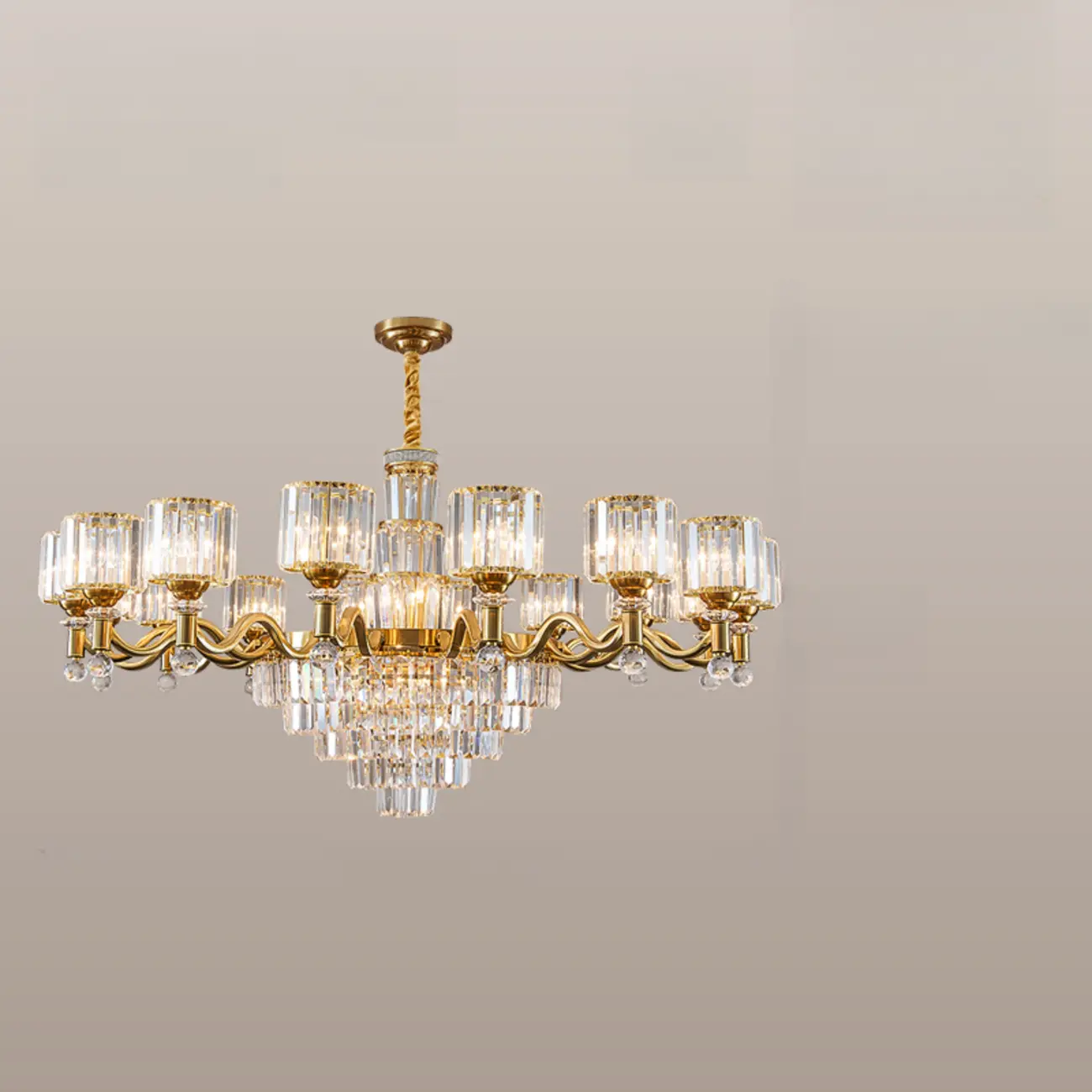 Luxury Gold Crystal Linear Glass Modern Chandelier Light Image - 11 | homeyfad