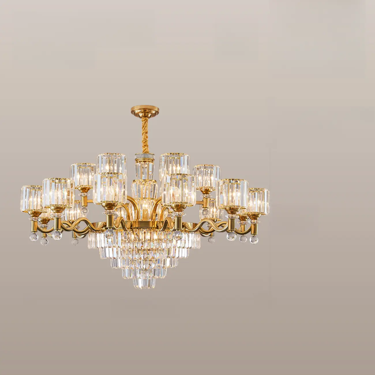 Luxury Gold Crystal Linear Glass Modern Chandelier Light Image - 13 | homeyfad