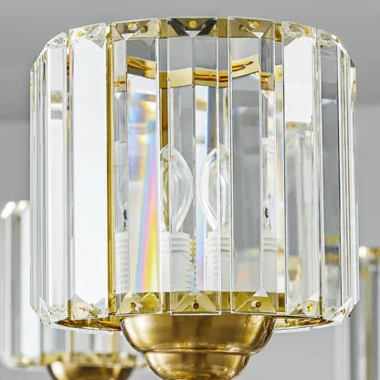 Luxury Gold Crystal Linear Glass Modern Chandelier Light Image - 15