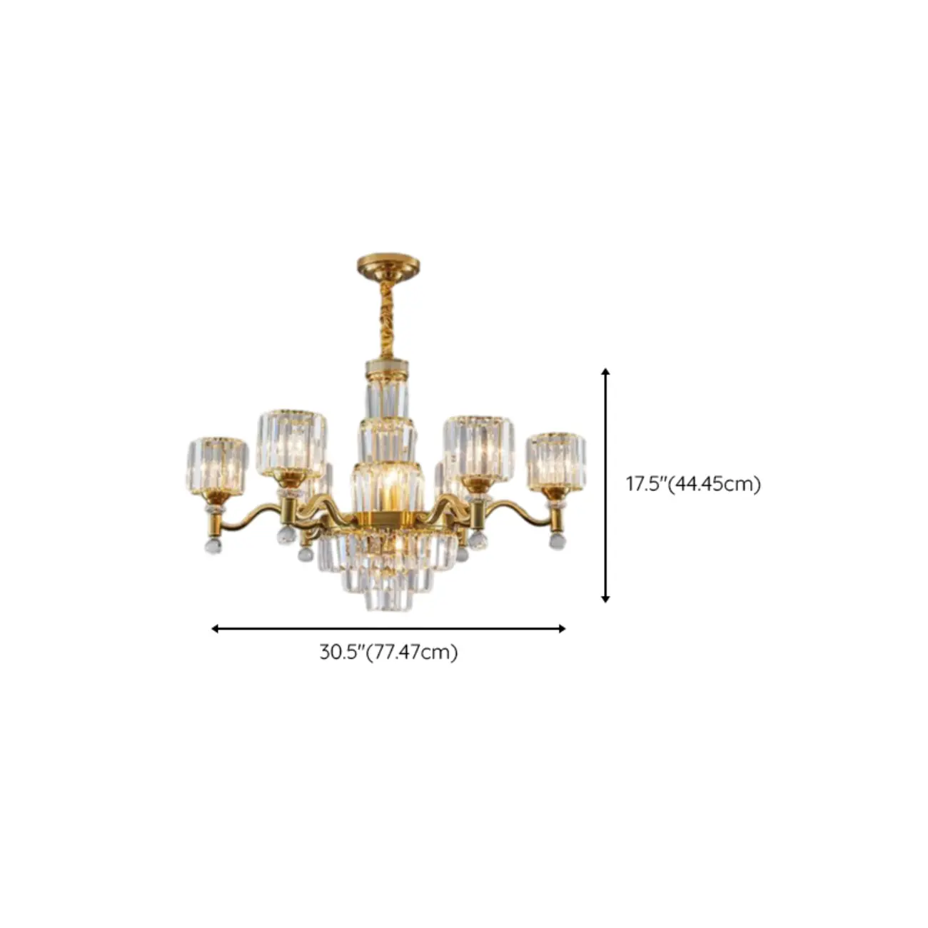 Luxury Gold Crystal Linear Glass Modern Chandelier Light #size | homeyfad