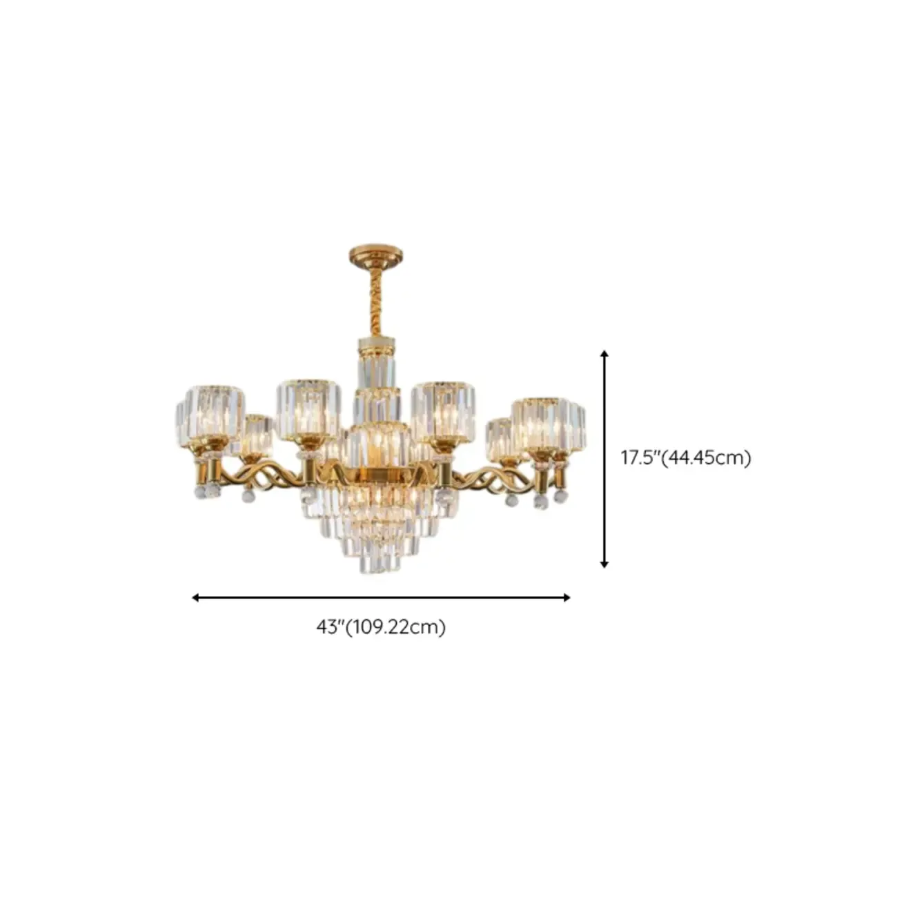 Luxury Gold Crystal Linear Glass Modern Chandelier Light Image - 19