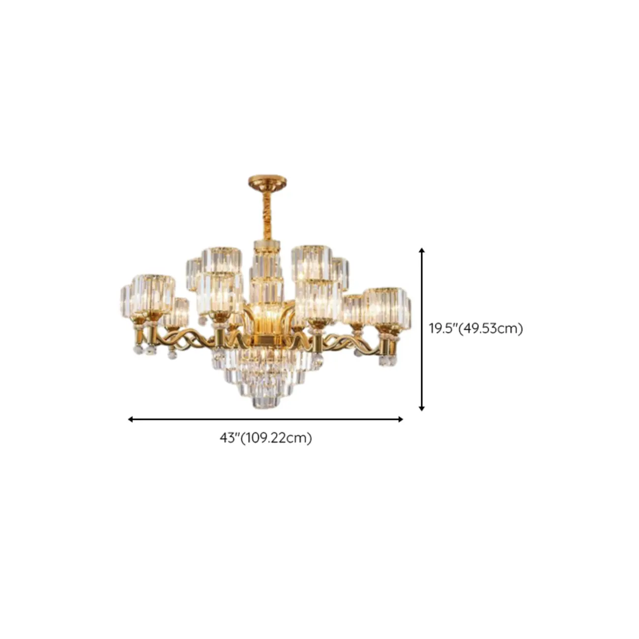 Luxury Gold Crystal Linear Glass Modern Chandelier Light Image - 21 | homeyfad