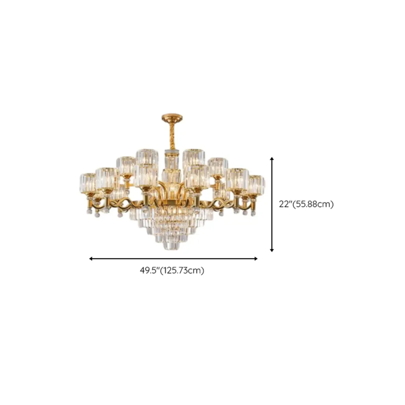 Luxury Gold Crystal Linear Glass Modern Chandelier Light Image - 23