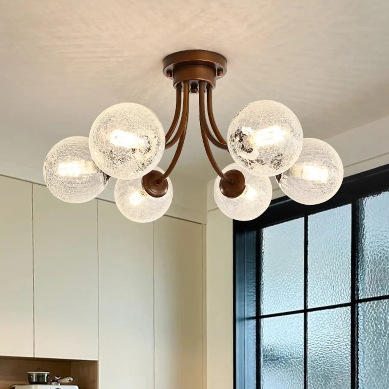 Sphere Vintage Modern Chandelier With Clear Glass Globes Image - 1 | homeyfad