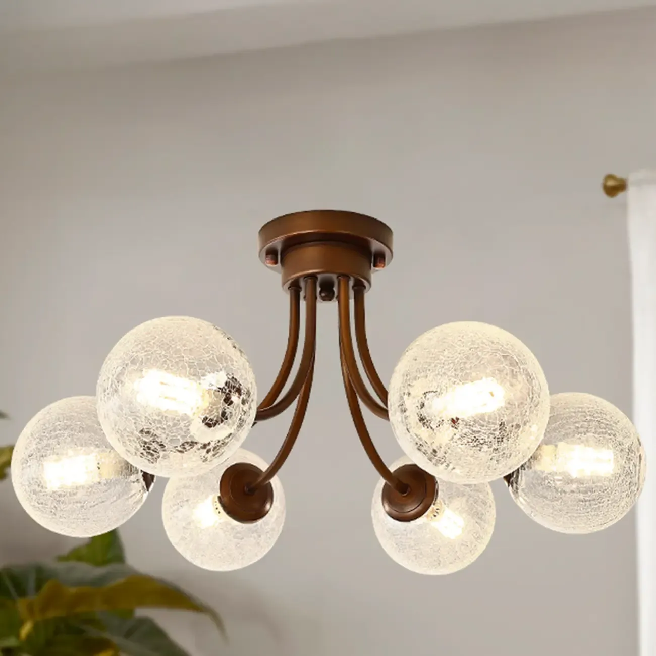 Sphere Vintage Modern Chandelier With Clear Glass Globes Image - 3