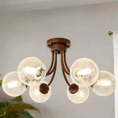 Sphere Vintage Modern Chandelier With Clear Glass Globes Image - 3