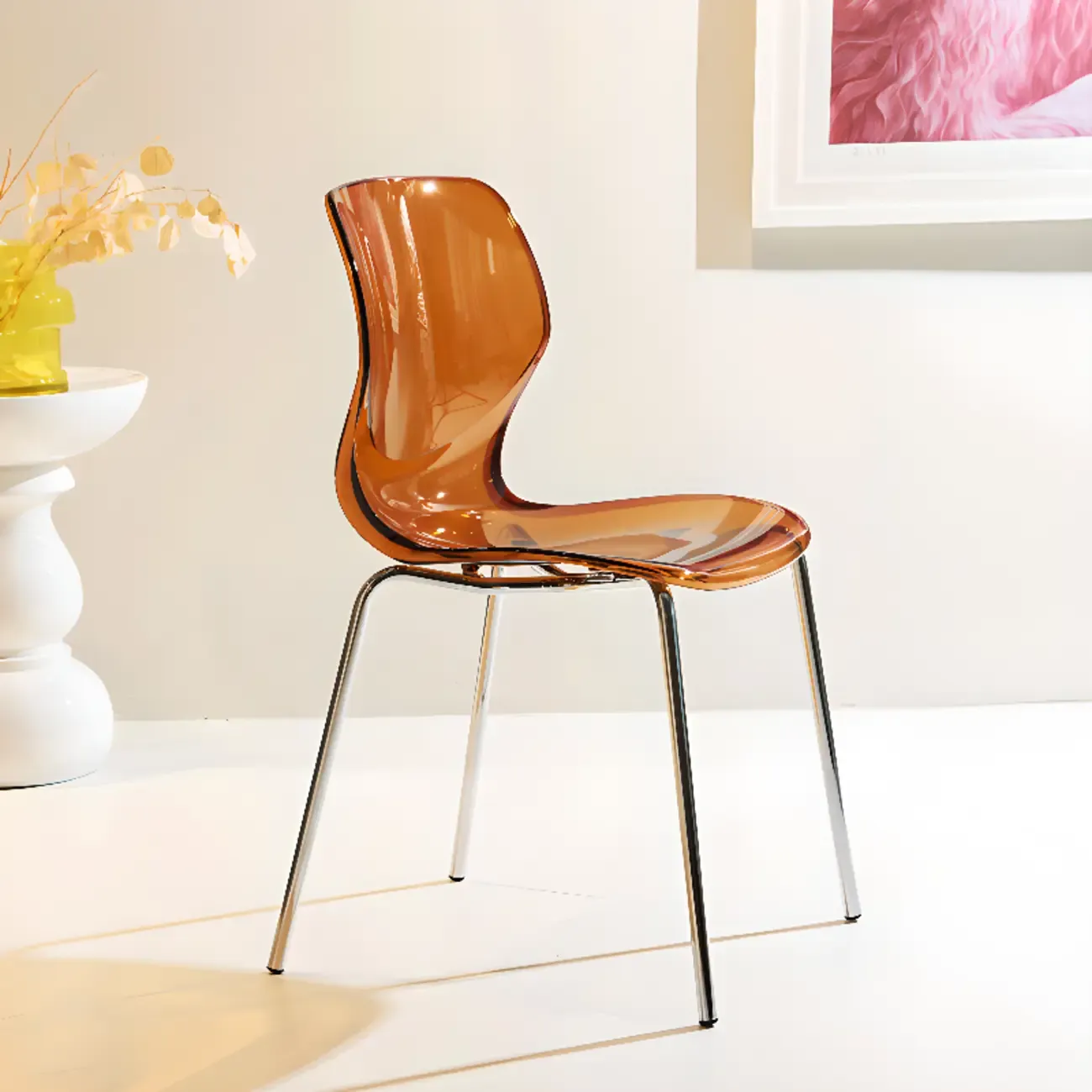 Modern Wingback Plastic Acrylic Dining Chair Image - 1