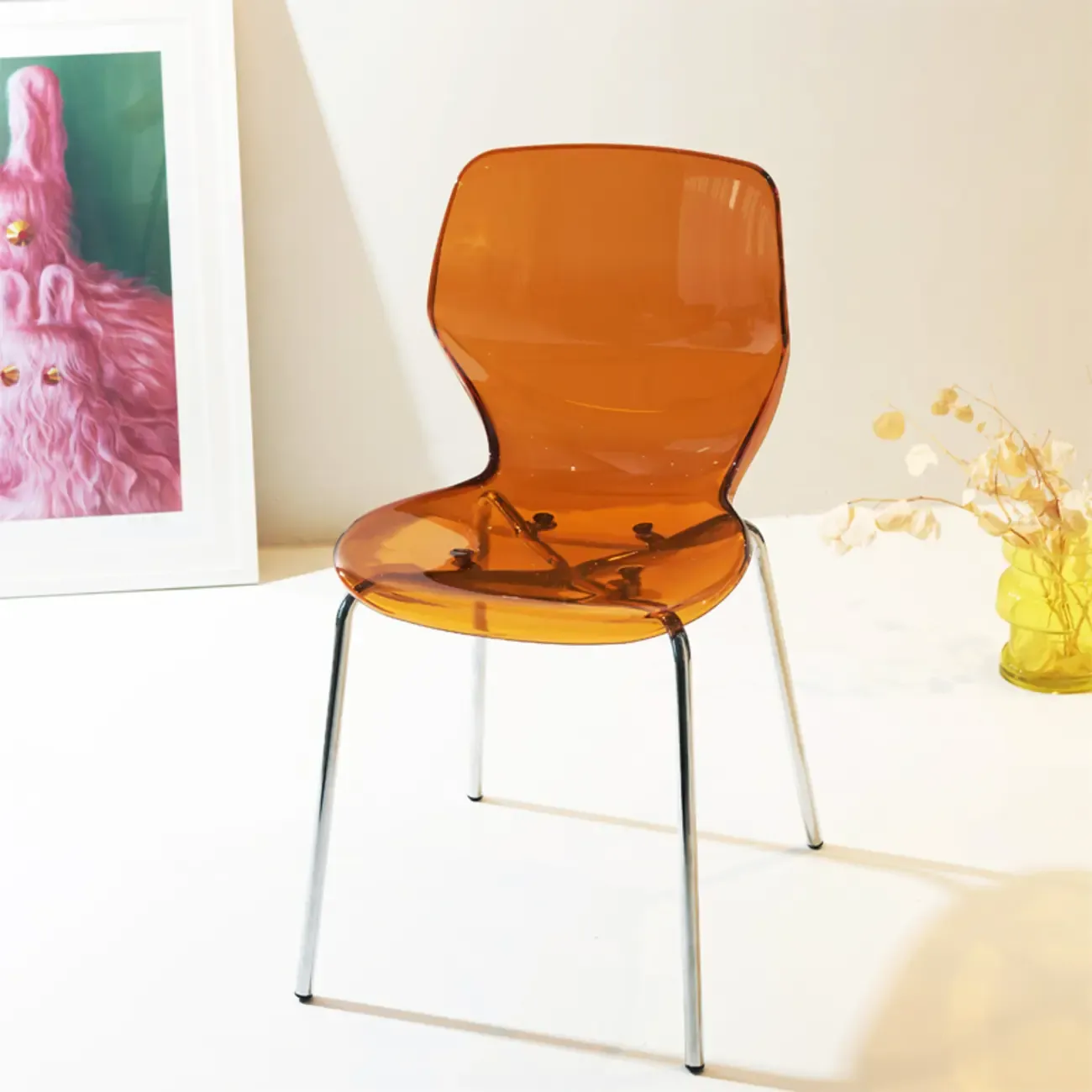 Modern Wingback Plastic Acrylic Dining Chair Image - 2