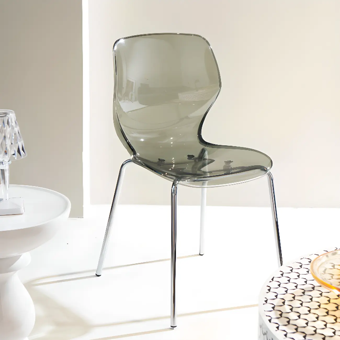 Modern Wingback Plastic Acrylic Dining Chair Image - 3 | homeyfad