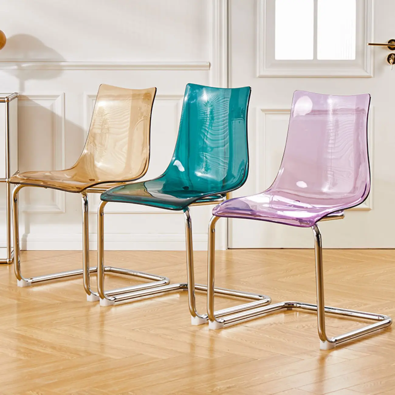 Modern Armless Plastic & Acrylic Dining Chair Image - 1 | homeyfad
