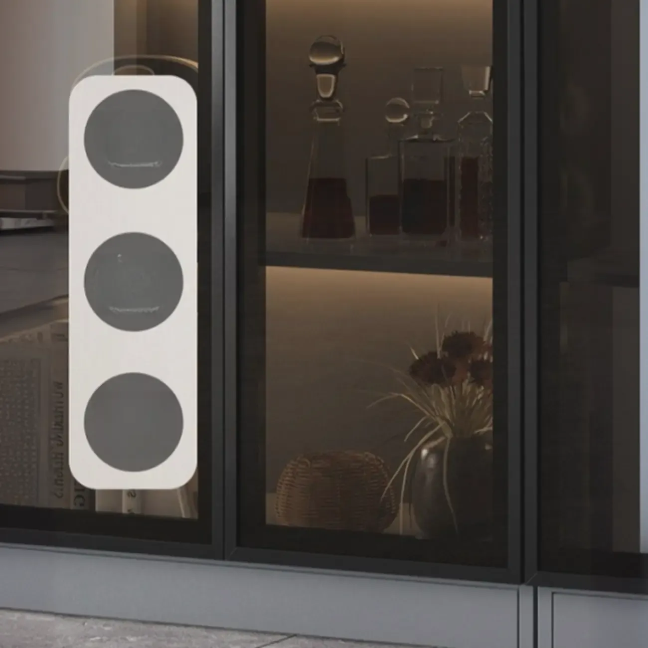 Large Black Wooden Flooring Display Cabinet with Light Image - 5