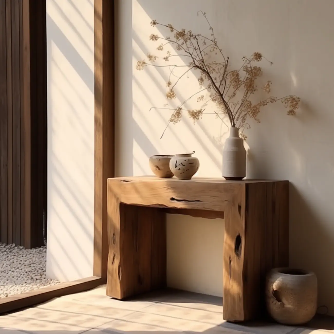 Rustic Solid Wood Brown Rectangular Console Table Enteyway Image - 2 | homeyfad