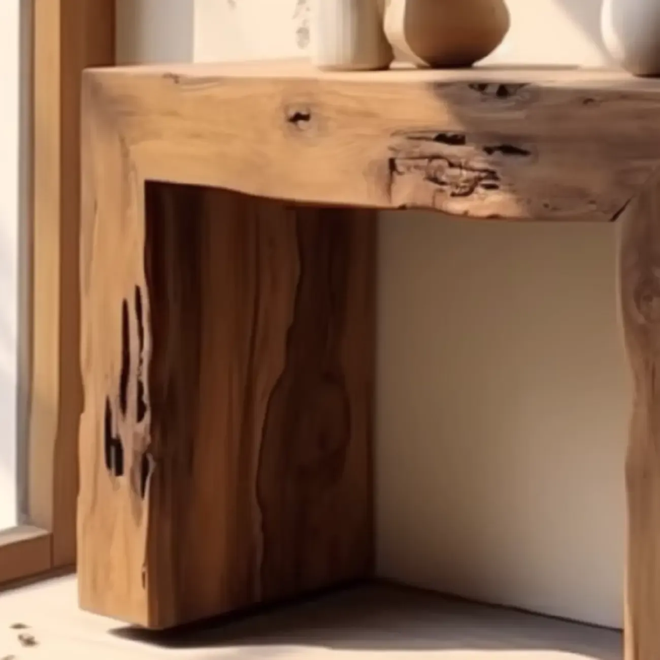 Rustic Solid Wood Brown Rectangular Console Table Enteyway Image - 4