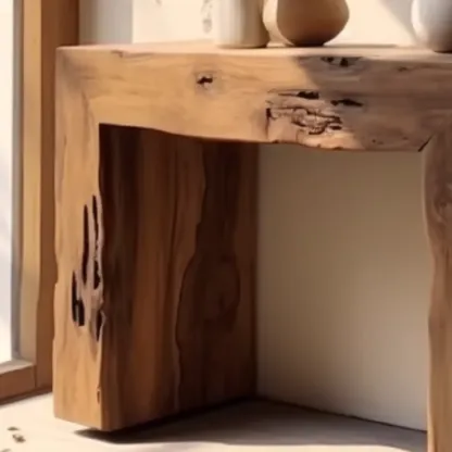 Rustic Solid Wood Brown Rectangular Console Table Enteyway Image - 4