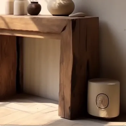 Rustic Solid Wood Brown Rectangular Console Table Enteyway Image - 5