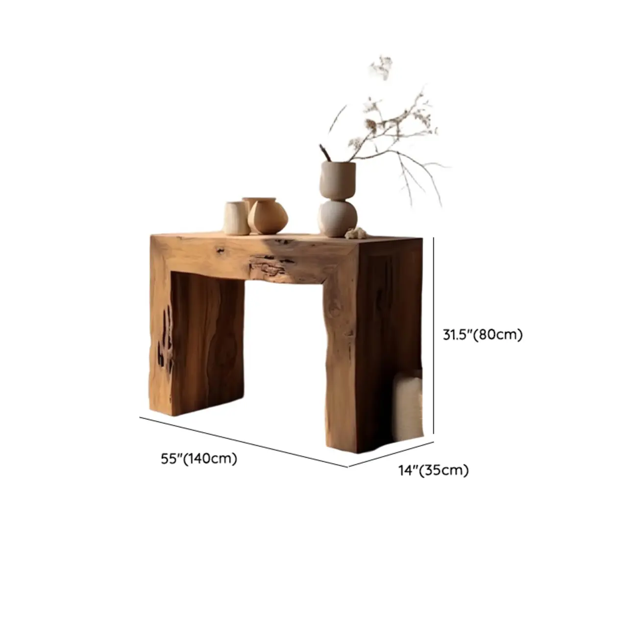 Rustic Solid Wood Brown Rectangular Console Table Enteyway #size | homeyfad