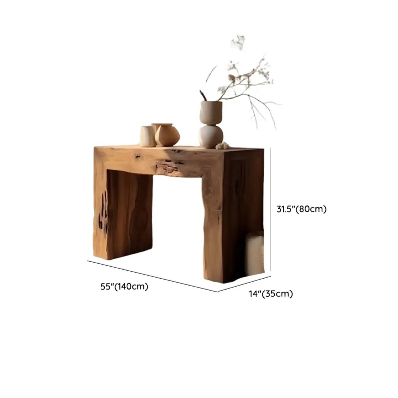 Rustic Solid Wood Brown Rectangular Console Table Enteyway #size