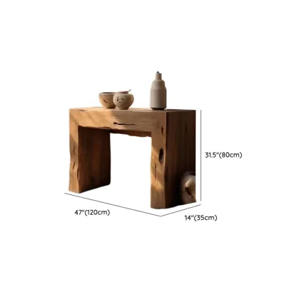 Rustic Solid Wood Brown Rectangular Console Table Enteyway Image - 7