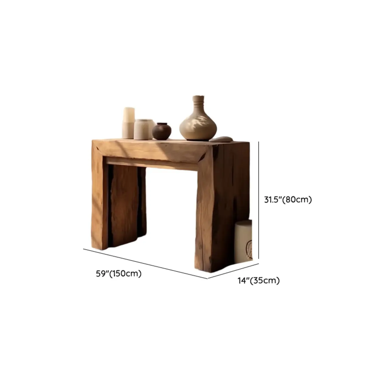 Rustic Solid Wood Brown Rectangular Console Table Enteyway Image - 8 | homeyfad