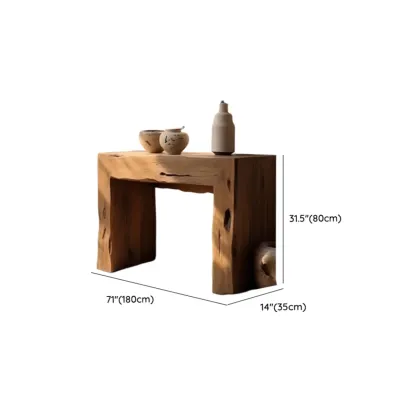 Rustic Solid Wood Brown Rectangular Console Table Enteyway Image - 9