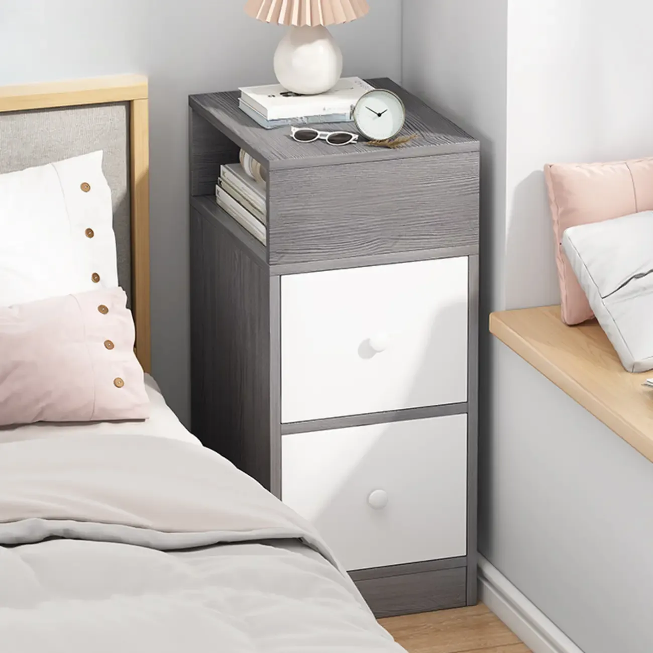 Casual Engineered Wood Drawer Storage Nightstand Image - 15