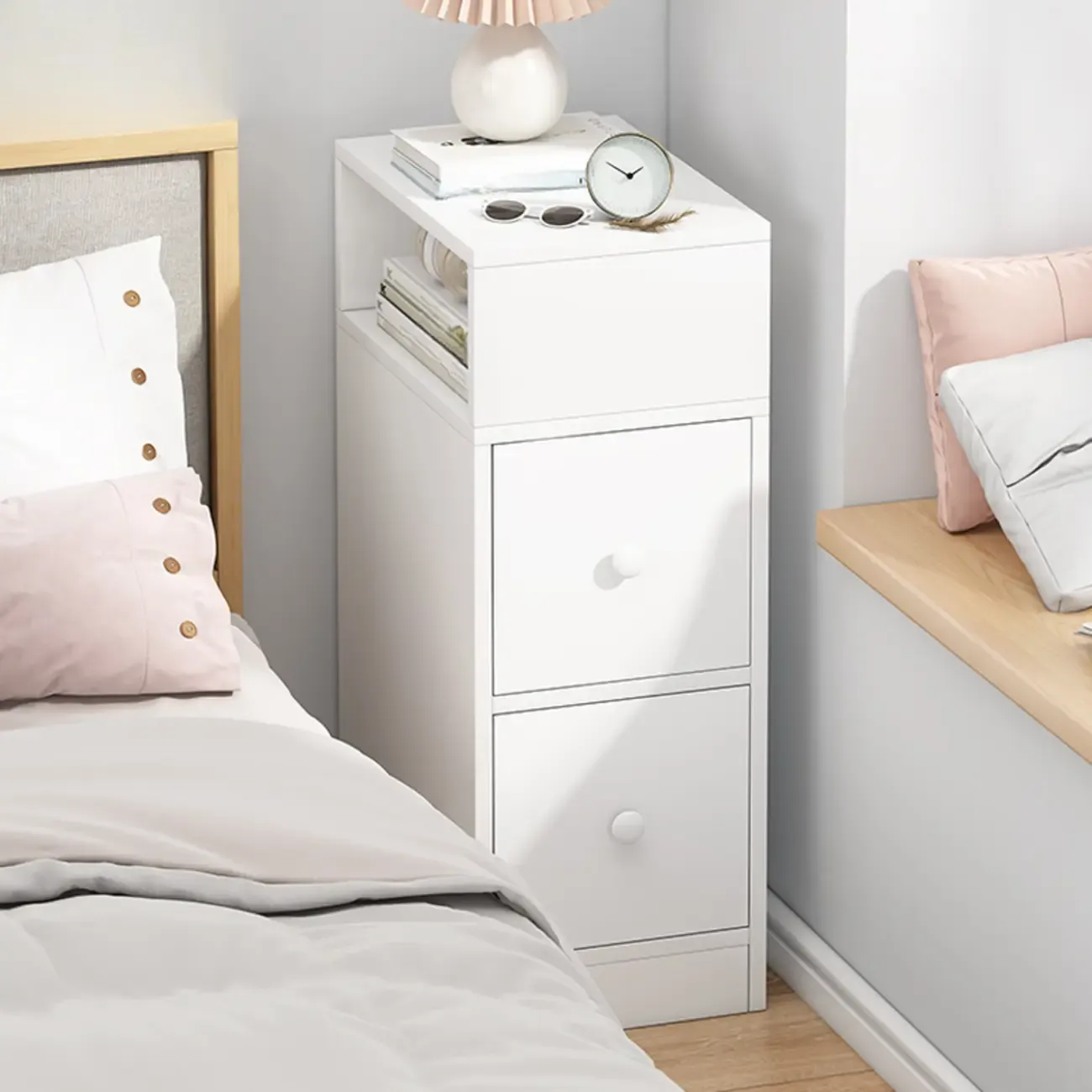 Casual Engineered Wood Drawer Storage Nightstand Image - 9