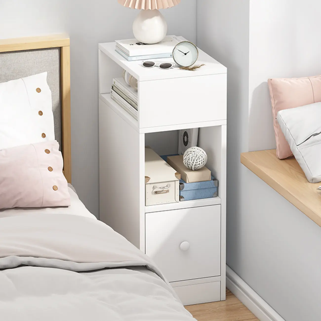 Casual Engineered Wood Drawer Storage Nightstand Image - 5 | homeyfad