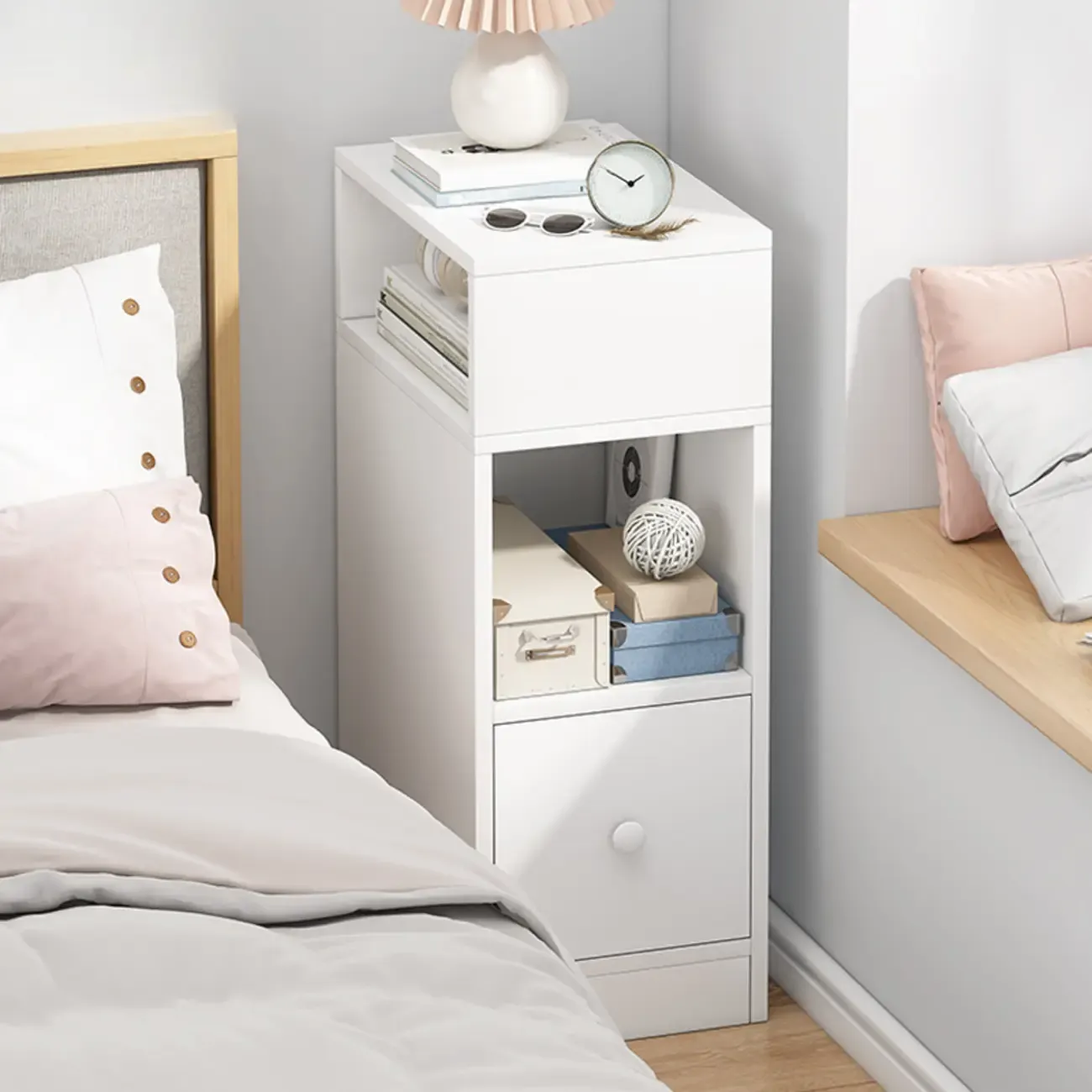 Casual Engineered Wood Drawer Storage Nightstand Image - 5