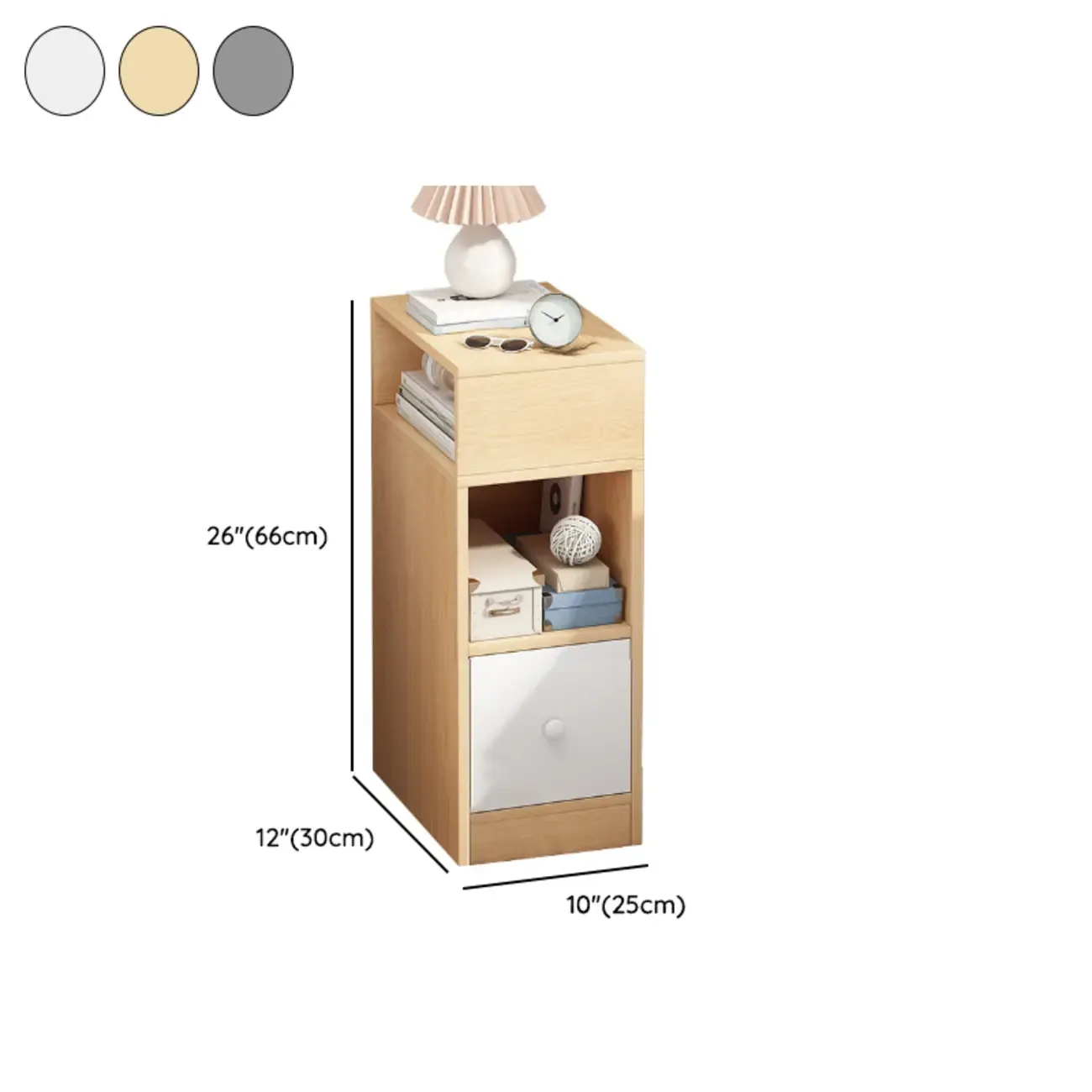 Casual Engineered Wood Drawer Storage Nightstand #size
