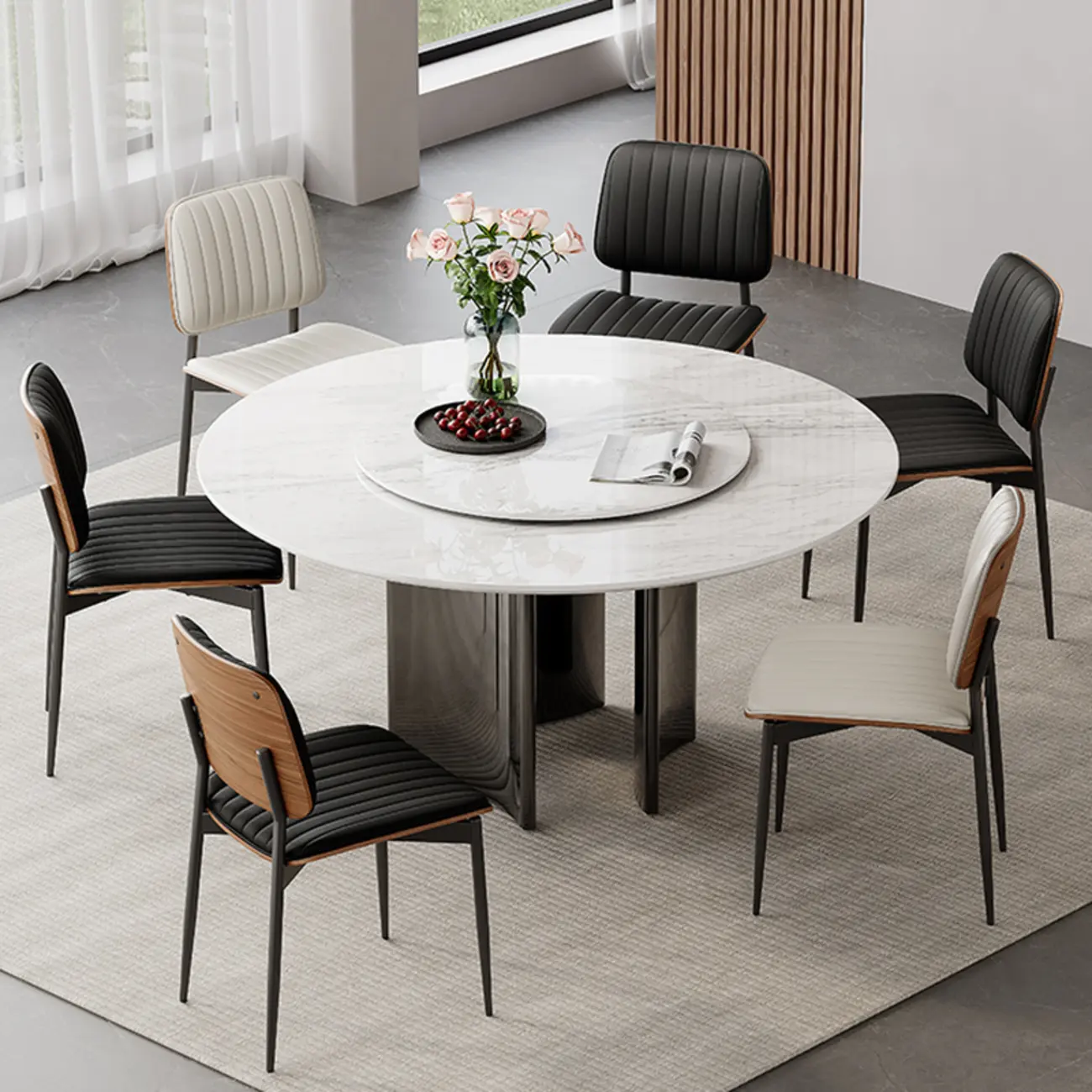 Modern Faux Leather Upholstered Side Chair Image - 6 | homeyfad