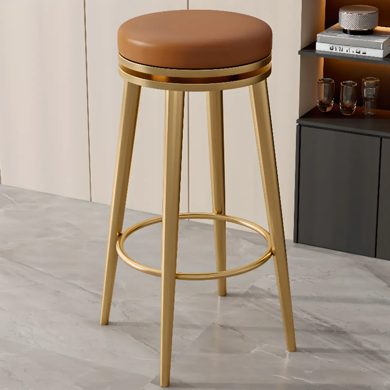 Counter Height Modern Metal Bar Stools Image - 1