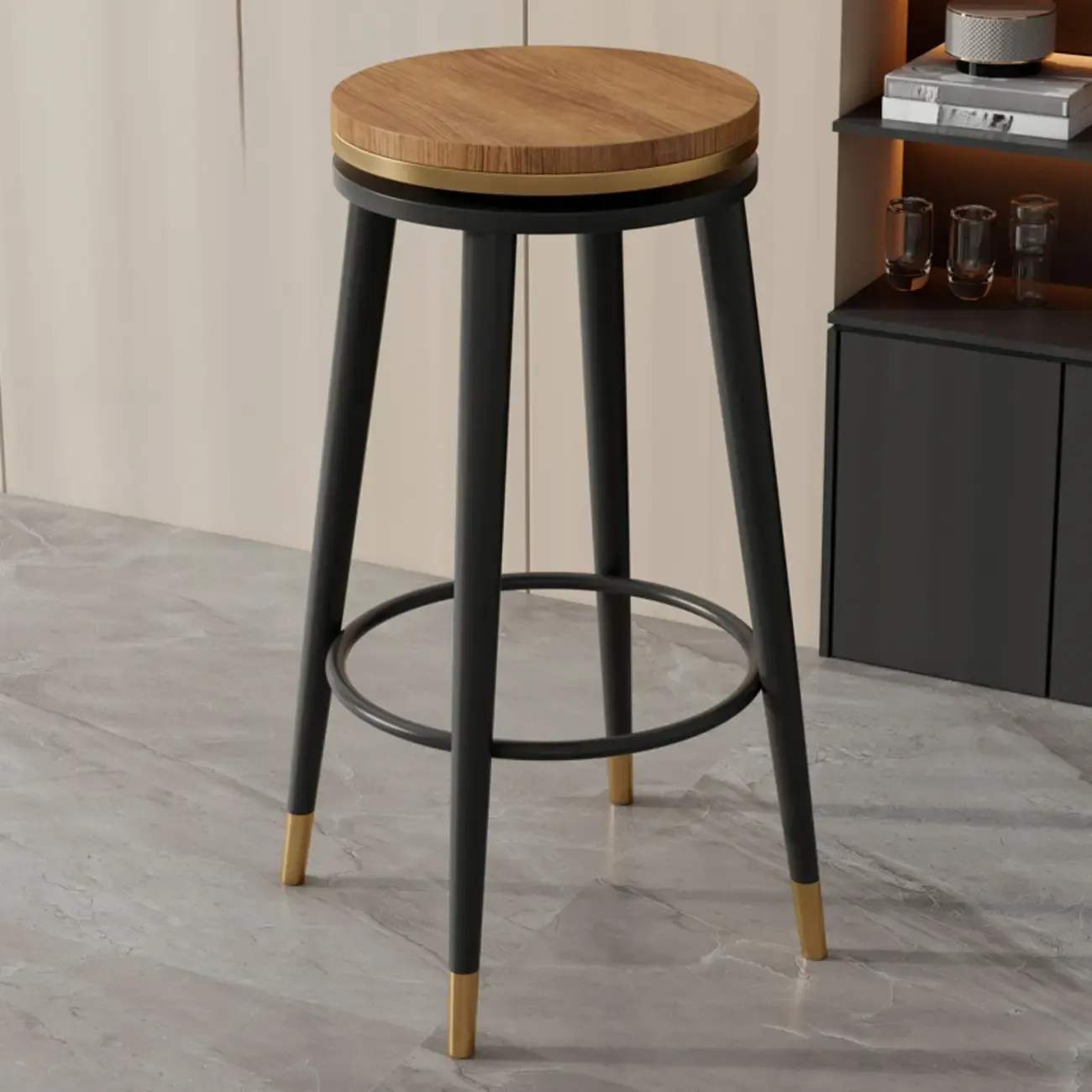Counter Height Modern Metal Bar Stools Image - 2
