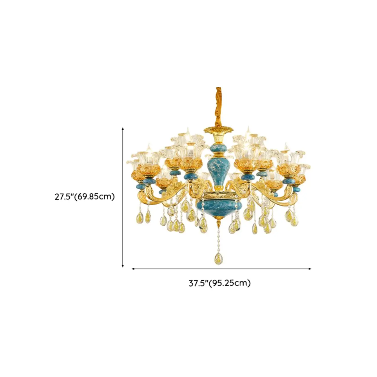 Large Luxury Brass Flower Shape Clear Glass Chandelier Image - 17 | homeyfad