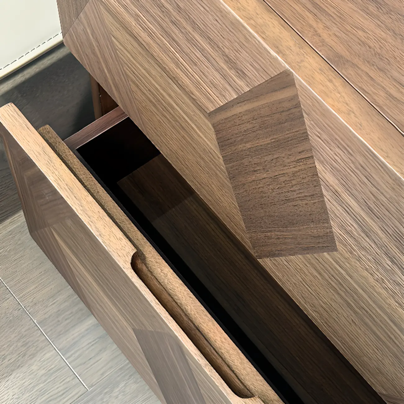 Elegant Nut Brown Narrow 2-drawer Wood Nightstand Image - 9 | homeyfad